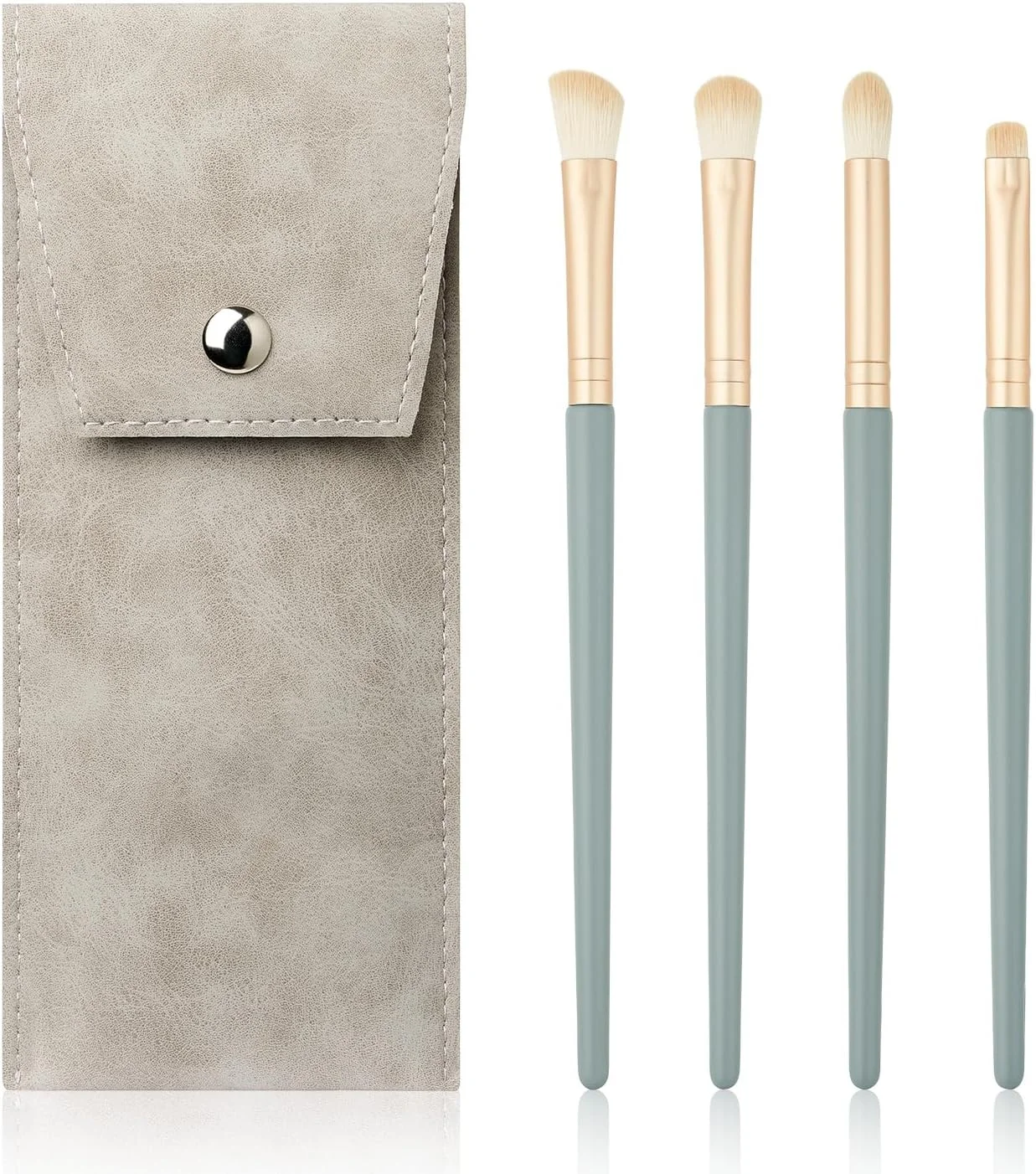 ست برس آرایشی سایه چشم شِلوین با کیف، 4 عدد برس نرم و مصنوعی برای ترکیب سایه، ابرو، خط چشم و سایه چشم (آبی روشن)