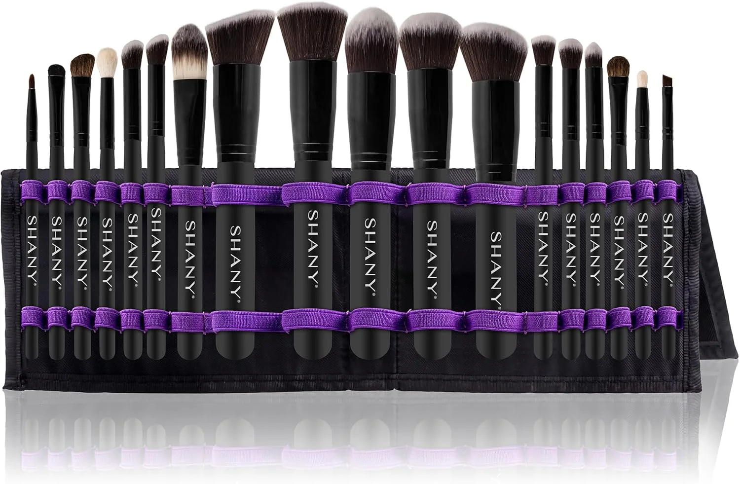 ست برس آرایشی شنی، مجموعه برس آرایشی کامل کابوکی با استند نگهدارنده برس آرایشی تبدیل شونده - مشکی - 18 تکه