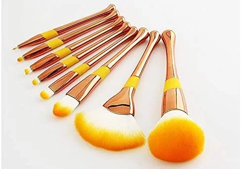 ست برس آرایشی رُزلت - 8 تکه، ابزار حرفه ای طبیعی برای ترکیب کرم پودر، ست برس های آرایشی