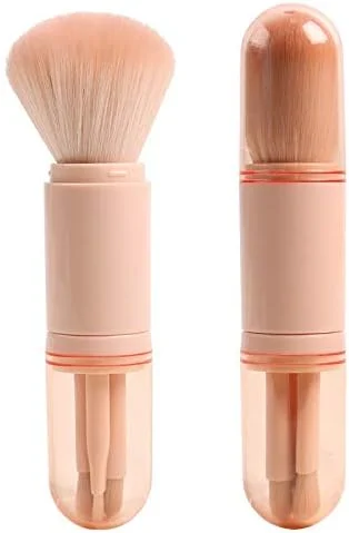 براش آرایشی جمع شونده، براش لب مسافرتی قابل حمل 4 در 1، براش هایلایت، براش سایه چشم، براش پودر ترکیب کرم پودر، ست براش مینی آرایشی صورت