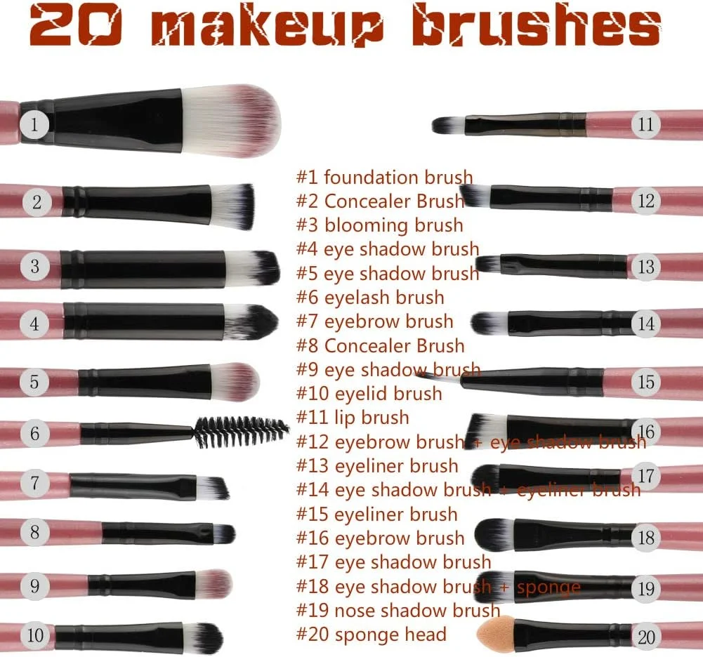 ست برس آرایشی 20 عددی Neuvikter، برس حرفه ای سایه چشم، ترکیب، کرم پودر، ابرو، برس دو سر، کیت ابزار آرایش زیبایی (سبز-3#)