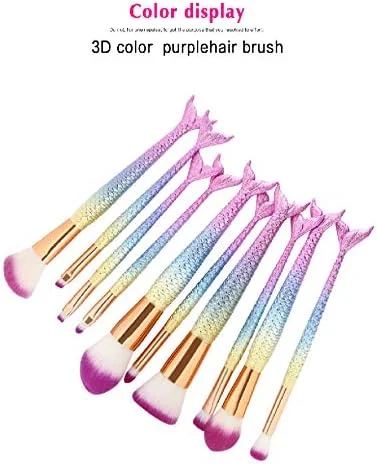 ست 10 عددی براش آرایشی Neuvikter طرح صدف پری دریایی، ابزار آرایشی پودر، کرم پودر، سایه چشم، کانسیلر و رژ لب (11#)