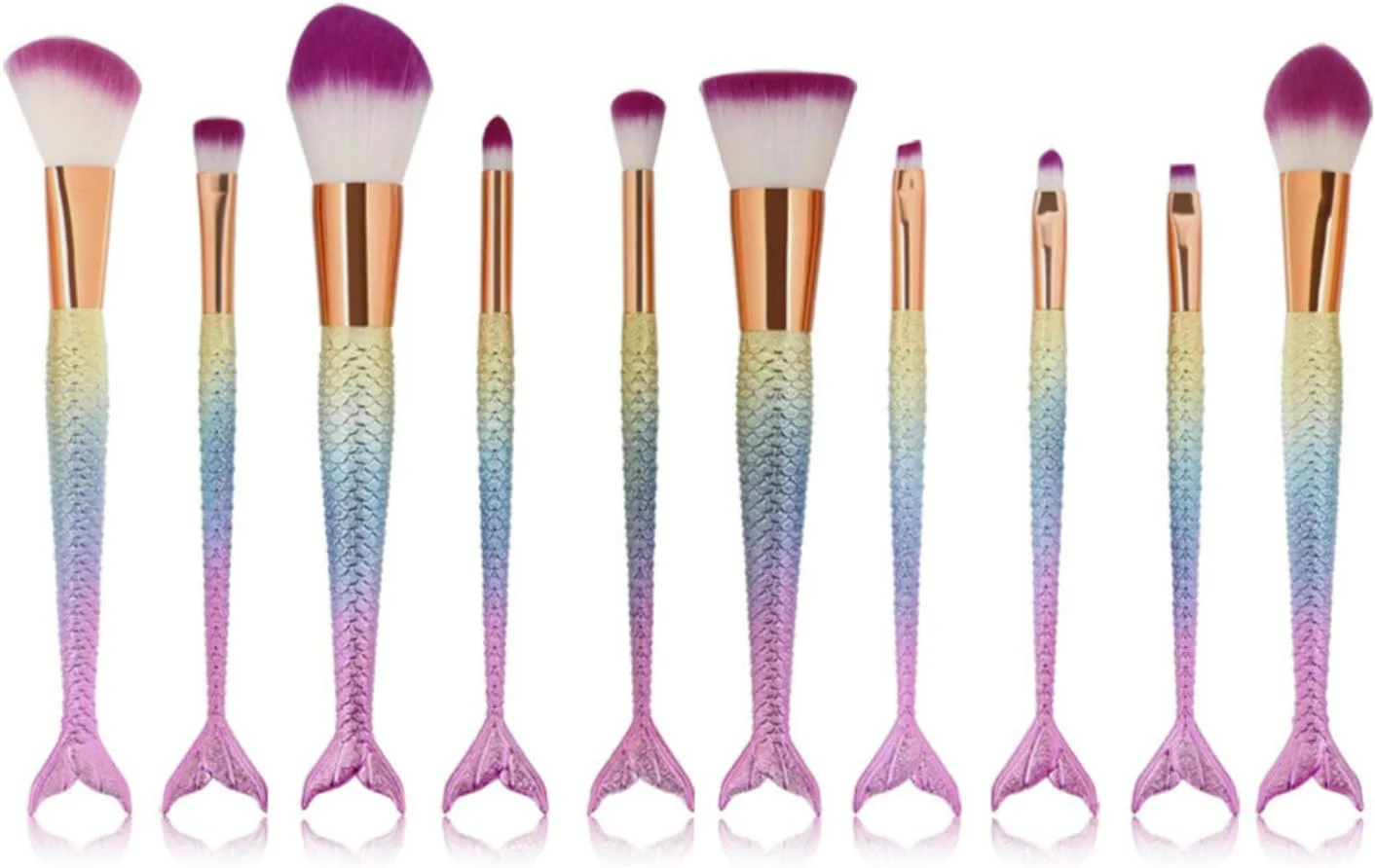 مجموعه 10 عددی براش آرایشی Neuvikter، ابزار آرایشی پری دریایی، پودر، کرم پودر، سایه چشم، کانسیلر، رژ لب (7#)