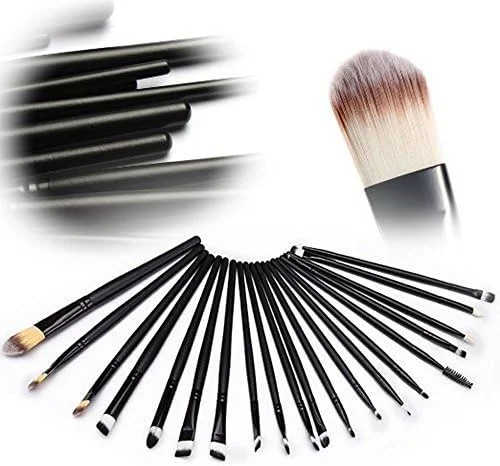 ست برس آرایشی 20 تکه NESA، حرفه ای برای صورت، سایه چشم، خط چشم، کرم پودر، رژگونه، رژ لب، برس های آرایشی پودری، مایع، کرمی، ابزار برس ترکیبی (مشکی)