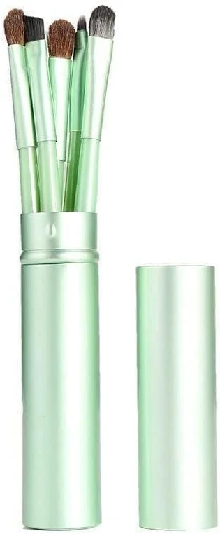 ست برس آرایشی نامزی، ست برس آرایش، ست برس آرایشی مسافرتی 9 تکه، برس های آرایشی برای کرم پودر صورت، رژگونه، سایه چشم با کیف نگهداری (سبز)