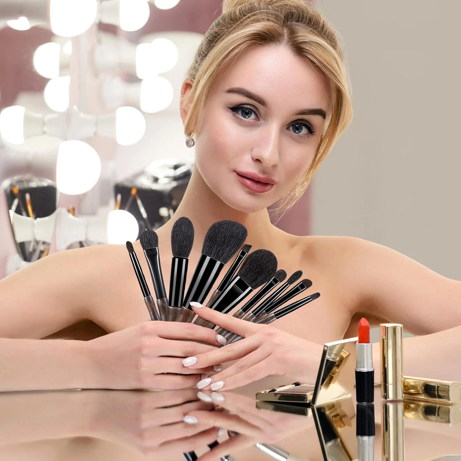 براش های آرایشی موی بز طبیعی حرفه ای، ست براش آرایشی نرم و واقعی ممتاز هنرمندان آرایش، براش های آرایشی با موهای فوق العاده طبیعی برای پودر، رژگونه، کانسیلر، کانتور، ترکیب، سایه چشم... براش های آرایشی موی بز طبیعی حرفه ای، ست براش آرایشی نرم و واقعی ممتاز هنرمندان آرایش، براش های آرایشی با موهای فوق العاده طبیعی برای پودر، رژگونه، کانسیلر، کانتور، ترکیب، سایه چشم...