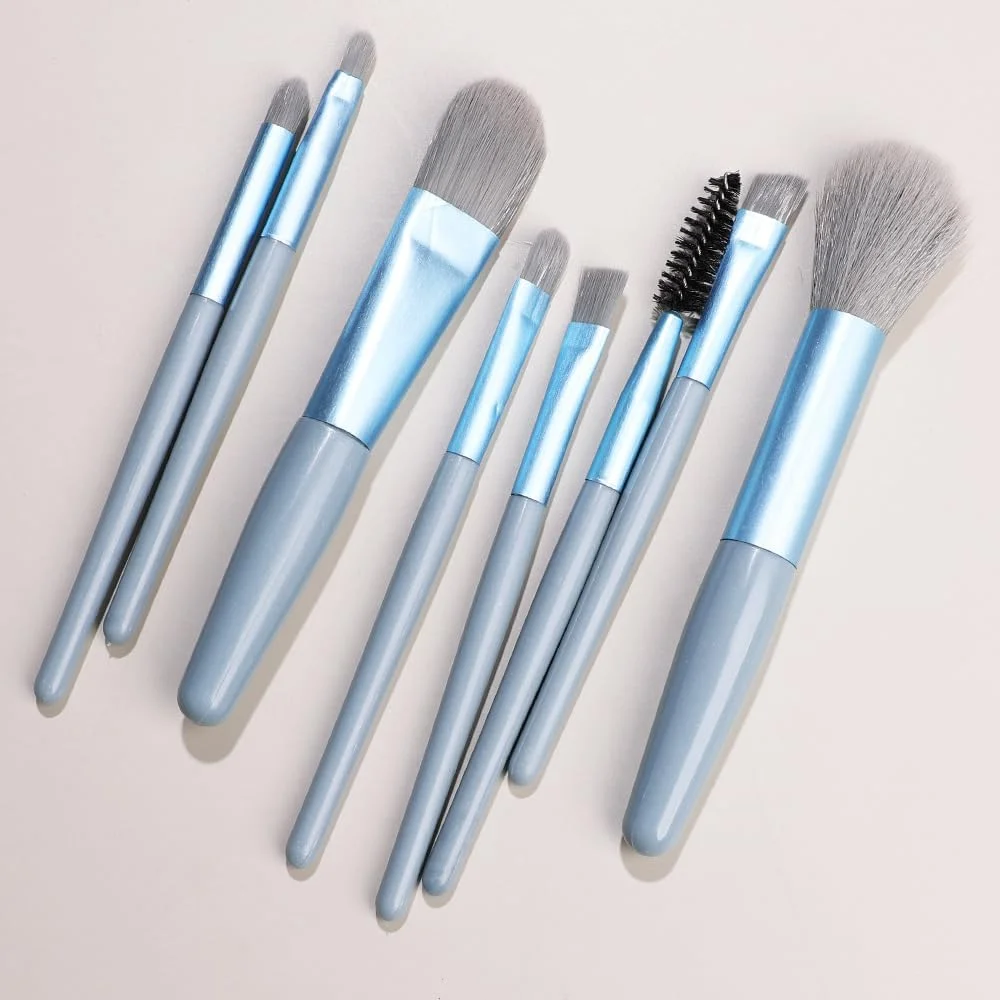 ست برس آرایشی نامزی 8 تکه، برس های ممتاز مصنوعی برای کرم پودر، کانسیلر، سایه چشم، رژگونه، آبی