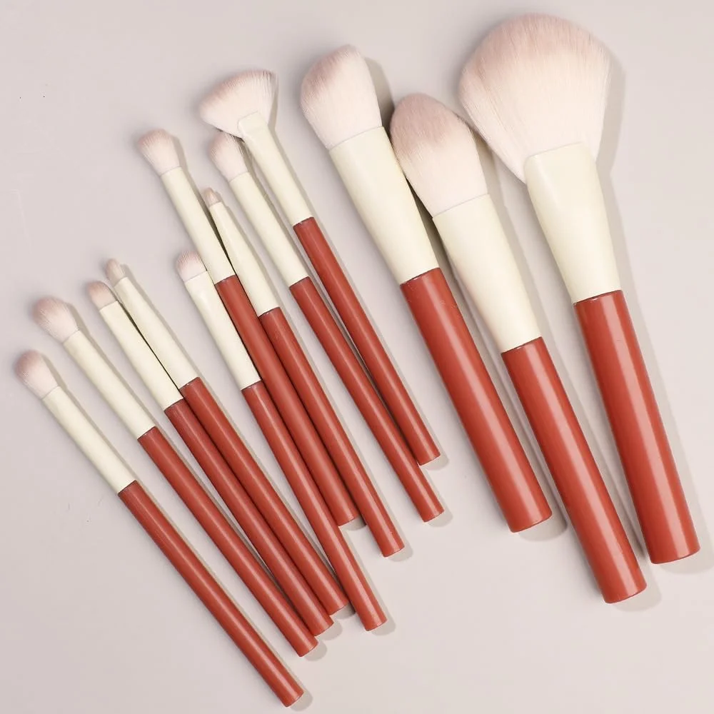 ست برس آرایشی نامزی 12 عددی، برس های ممتاز مصنوعی برای کرم پودر، کانسیلر، سایه چشم، رژگونه، قرمز