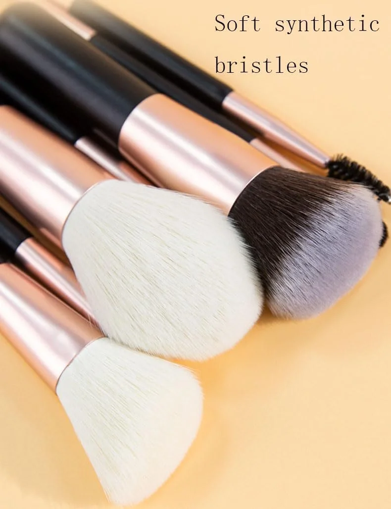 ست برس آرایشی مسافرتی 7 تکه NALACAL، ست برس آرایشی کامل و قابل حمل 7 تکه مشکی با عملکرد آسان و کامل به همراه نگهدارنده برس، برس حرفه ای آرایش صورت و کرم پودر