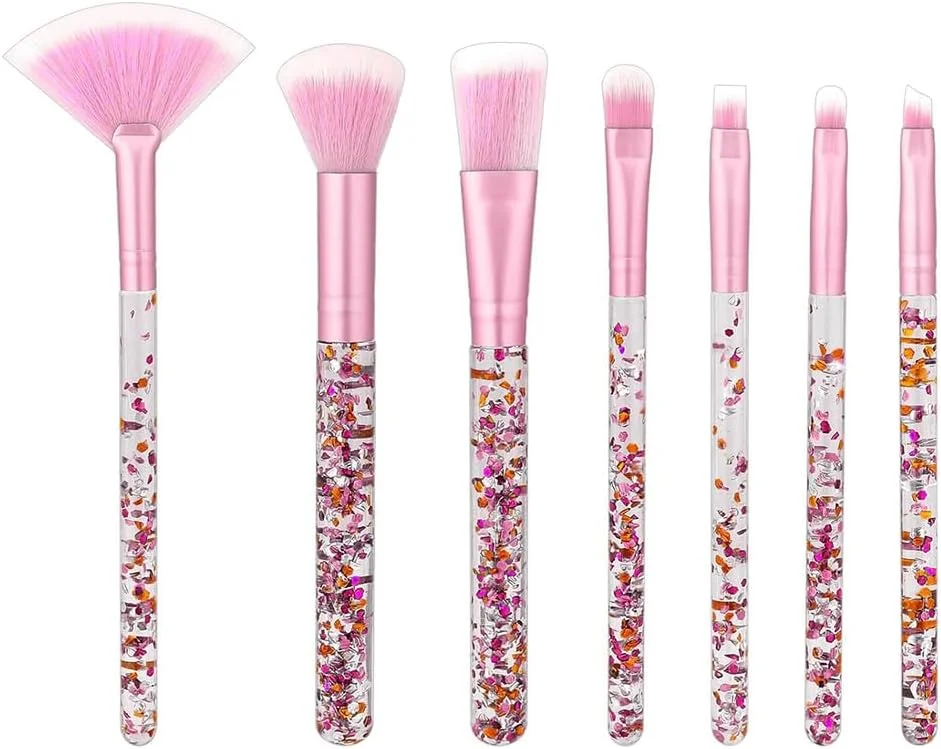 ست برس آرایشی پری دریایی گرادیانی Namvo، برس صورت با روکش طلای الکتروپلیت شده دم ماهی، ابزار زیبایی پولک دار اکلیلی کریستالی، ست برس آرایشی