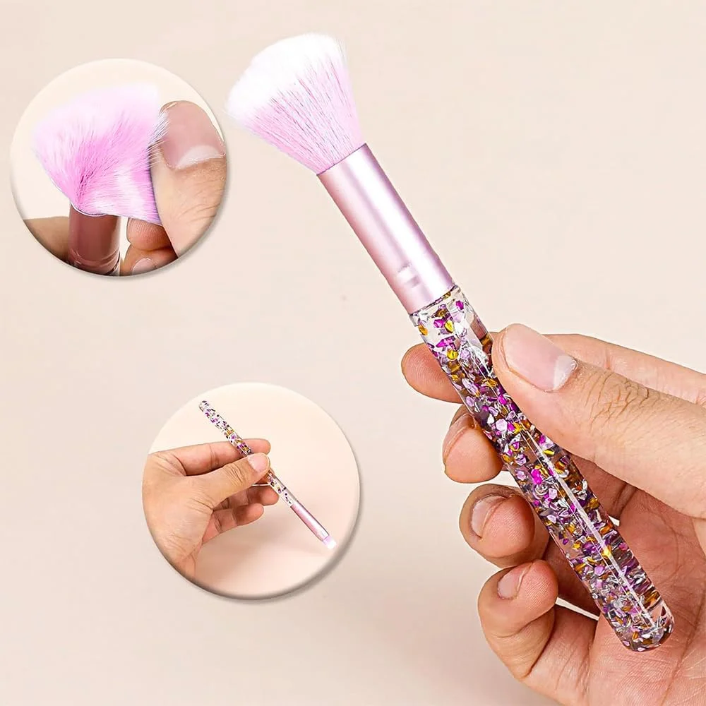 ست برس آرایشی پری دریایی گرادیانی Namvo، برس صورت با روکش طلای الکتروپلیت شده دم ماهی، ابزار زیبایی پولک دار اکلیلی کریستالی، ست برس آرایشی