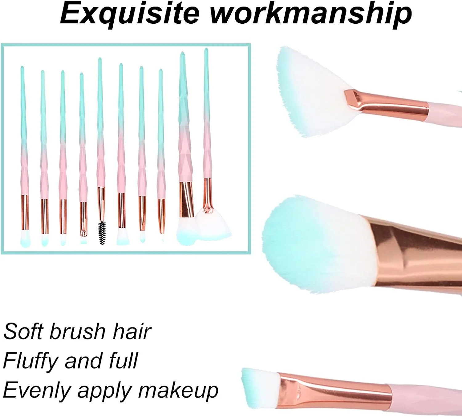 ست برس آرایشی موگاستی، ست برس آرایشی دقیق و قابل حمل، سازگار با پوست، راحت و حرفه ای برای استفاده در منزل و استفاده حرفه ای