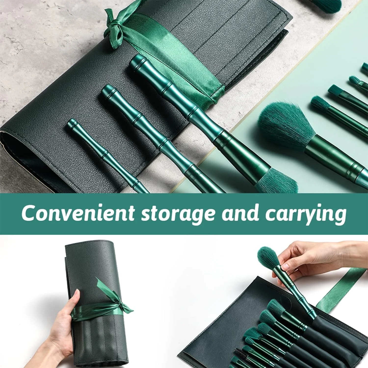 ست برس آرایشی NALACAL، ست برس ممتاز و مصنوعی برای کرم پودر، کانسیلر، سایه چشم با کیف (11 تکه)