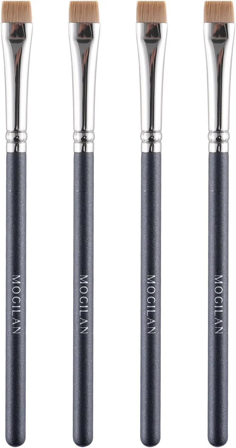 ست برس های صاف MOGILAN برای ابرو، ست برس های آرایشی حرفه ای برای ابرو، خط چشم، مشخص کردن و کانسیلر با اپلیکاتورهای آرایش چشم ژل کرم مایع 4 عددی