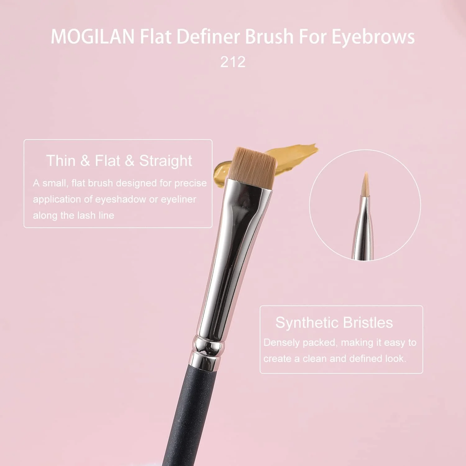 ست برس های صاف MOGILAN برای ابرو، ست برس های آرایشی حرفه ای برای ابرو، خط چشم، مشخص کردن و کانسیلر با اپلیکاتورهای آرایش چشم ژل کرم مایع 4 عددی