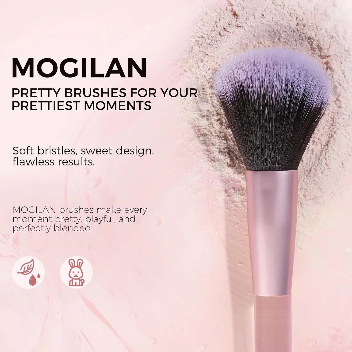 ست برس آرایشی مسافرتی موگیلان - ست 6 عددی برس های کوچک آرایشی برای کرم پودر، کانسیلر، سایه چشم، رژگونه و ترکیب - کیت برس آرایشی قابل حمل با کیف مسافرتی