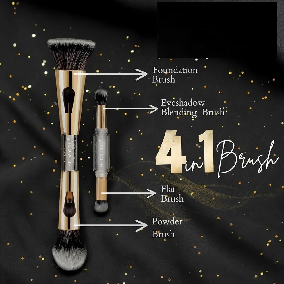 ست براش آرایشی 4 تکه مستر هدی، شامل اسفنج آرایشی، براش سایه چشم، ابرو، خط چشم و رژگونه، مناسب دختران و بانوان