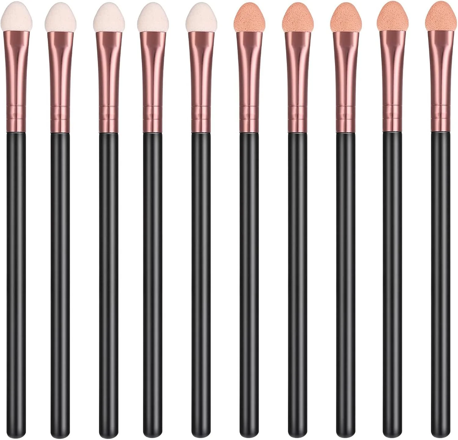 ست برس آرایشی MNODWLOF، اپلیکاتور سایه چشم، ست برس سایه چشم اسفنجی، قابل شستشو و استفاده مجدد، ست برس اپلیکاتور سایه چشم حرفه ای (10 عدد، رزگلد)