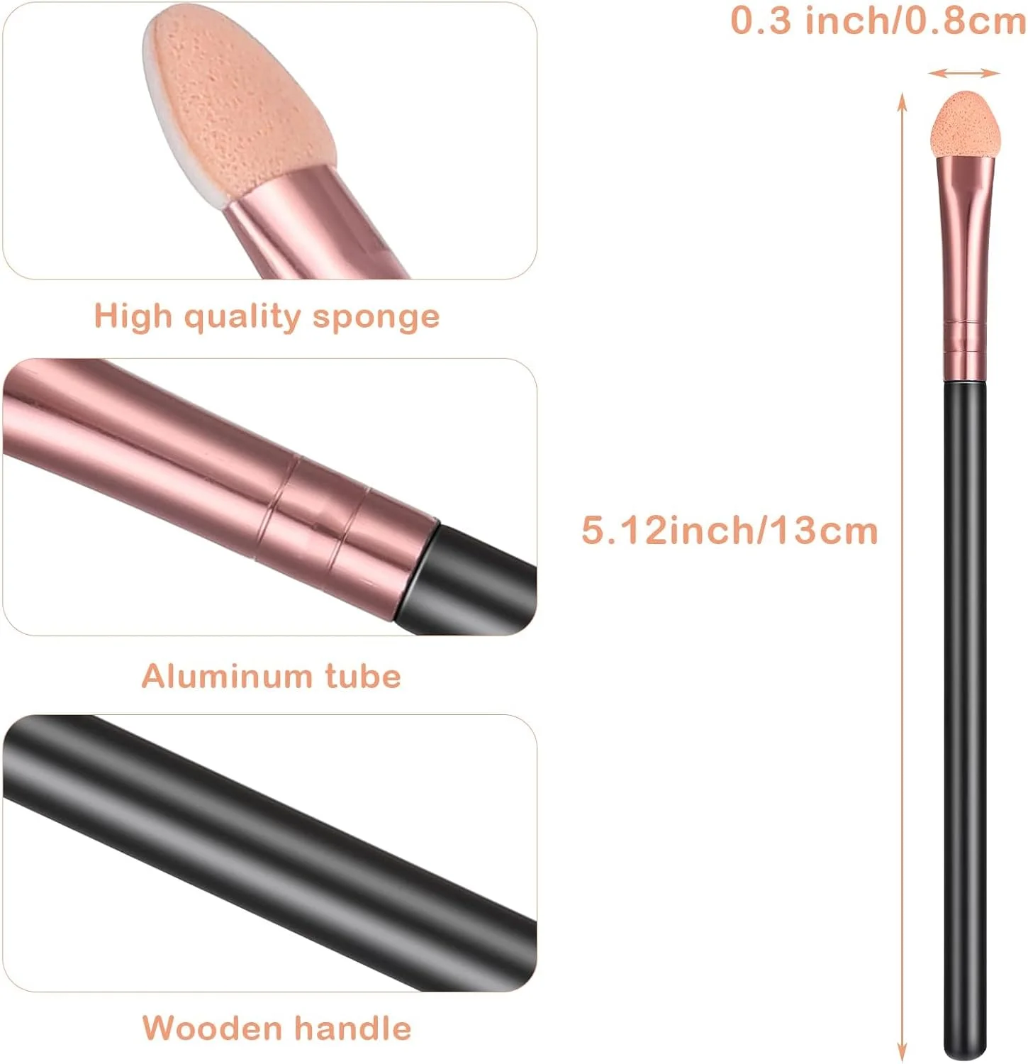 ست برس آرایشی MNODWLOF، اپلیکاتور سایه چشم، ست برس سایه چشم اسفنجی، قابل شستشو و استفاده مجدد، ست برس اپلیکاتور سایه چشم حرفه ای (10 عدد، رزگلد)