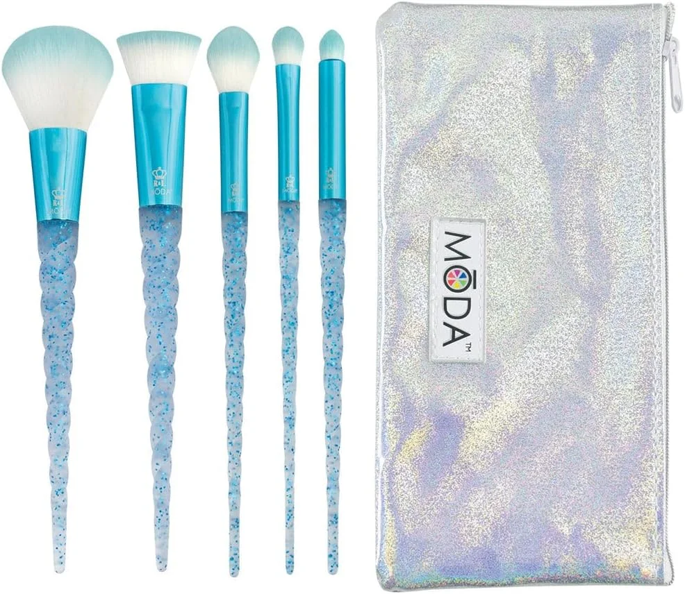 ست براش آرایشی 6 تکه Moda Mythical Frozen Flight همراه با کیف، آبی Mythical