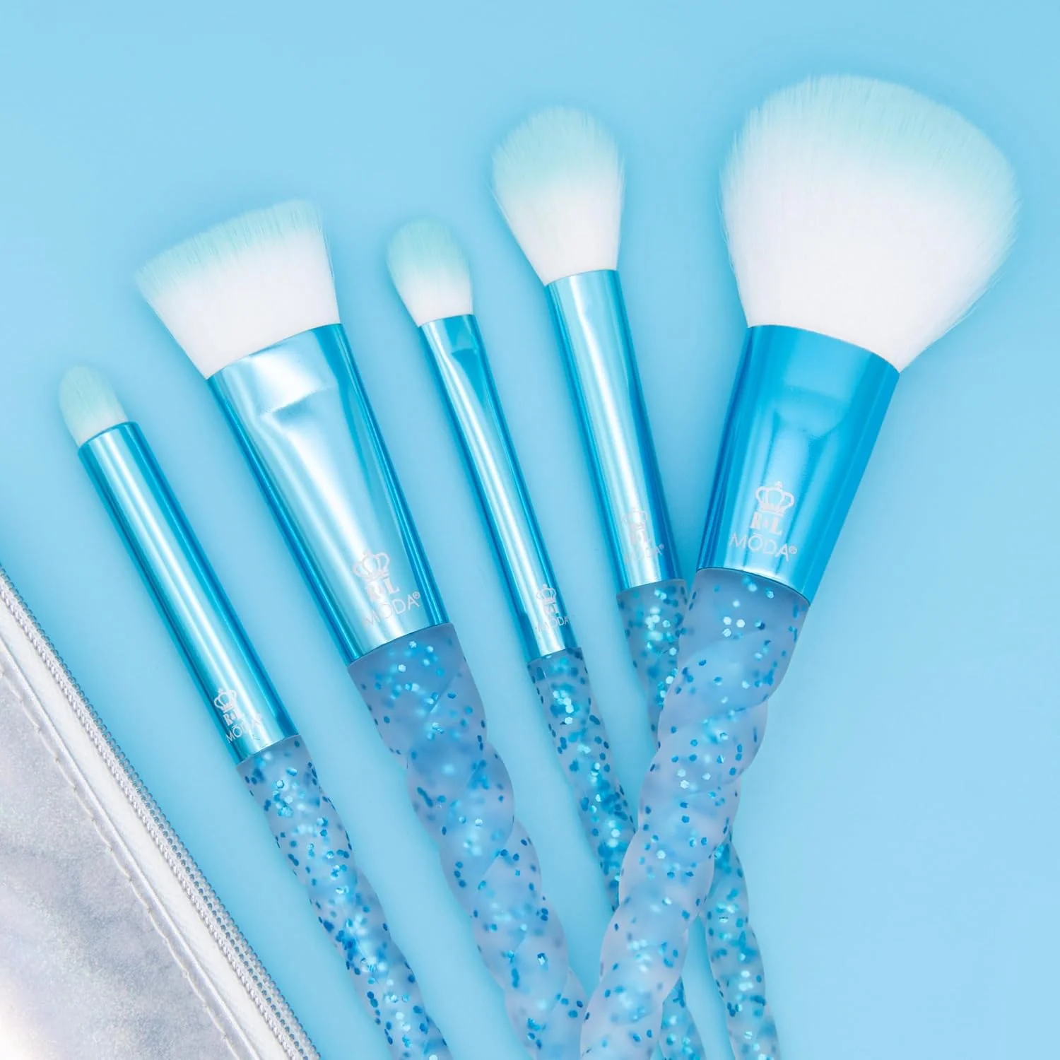 ست براش آرایشی 6 تکه Moda Mythical Frozen Flight همراه با کیف، آبی Mythical