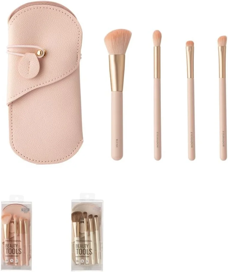 ست برس آرایشی قابل حمل و سازگار با پوست MINISO به همراه جعبه نگهداری، 4 تکه