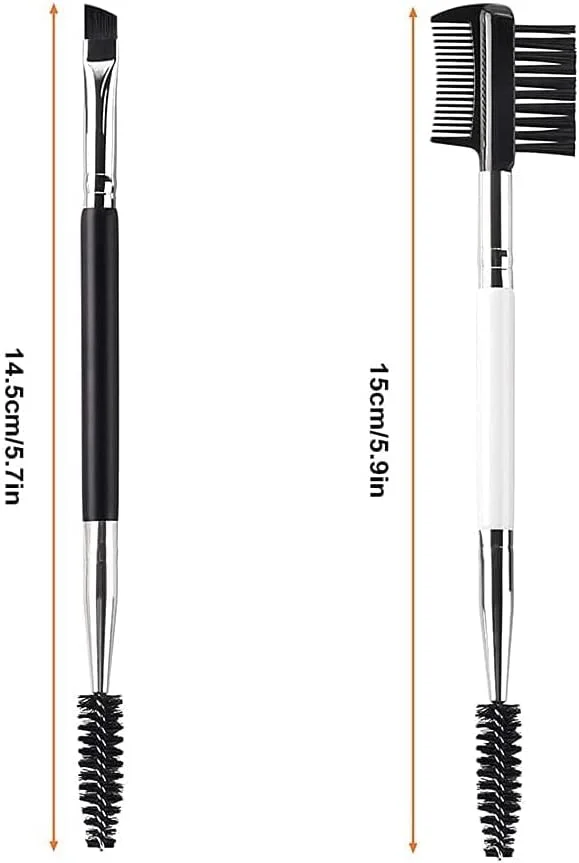 ست برس ابرو و شانه مینتا، برس ابروی زاویه دار نازک، برس های حرفه ای اسپولی، ابزار آرایش دقیق و ترکیبی، استفاده آسان، برای استفاده روزانه خانم ها، 2 عدد