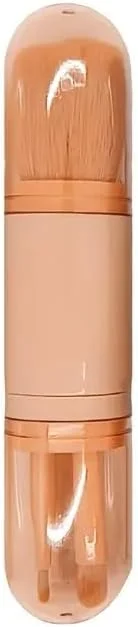 ست برس آرایشی مسافرتی مینی، موهای نایلونی، دسته های پلاستیکی ABS. ست 4 عددی، ست برس آرایشی مسافرتی - برس های آرایشی مینی و زیبا، ست برس آرایشی صورت زنانه.