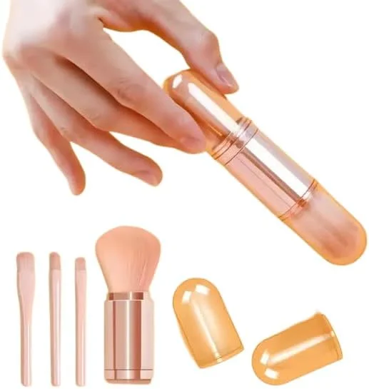 ست مینی براش آرایشی مسافرتی 4 عددی، ست براش آرایشی مسافرتی - براش های آرایشی مینی و زیبا برای صورت خانم ها