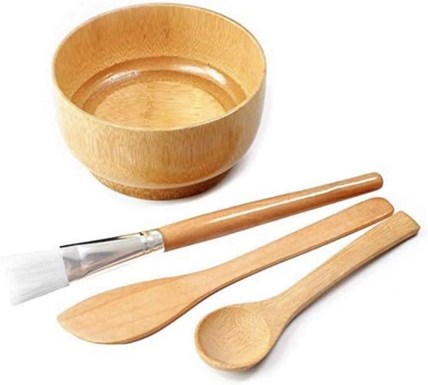 مجموعه کاسه مخلوط ماسک صورت MAKINGTEC، کیت مخلوط کردن ماسک خاک رس 4 در 1 DIY، کاسه صورت با برس ماسک و کاردک همزن، ابزار مخلوط کردن ماسک بامبو برای مخلوط کردن ماسک خاک رس DIY