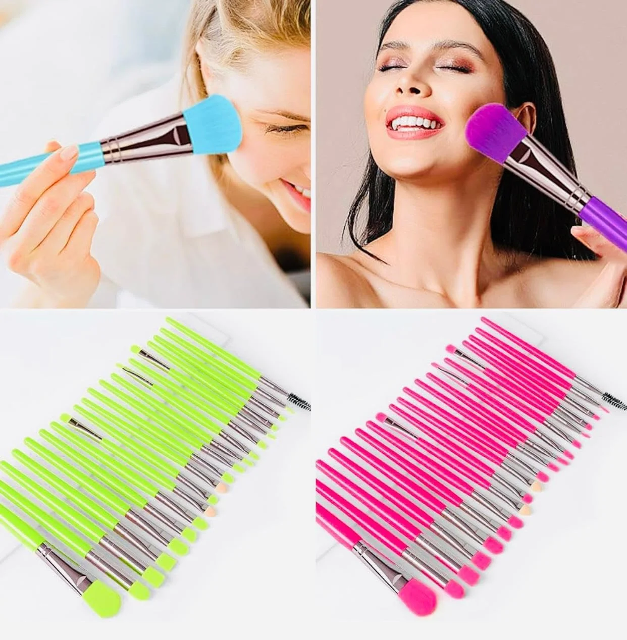 ست برس آرایشی حرفه ای میک آپر، 10 تکه، موهای چند رنگ، ست برس لوازم آرایشی حرفه ای