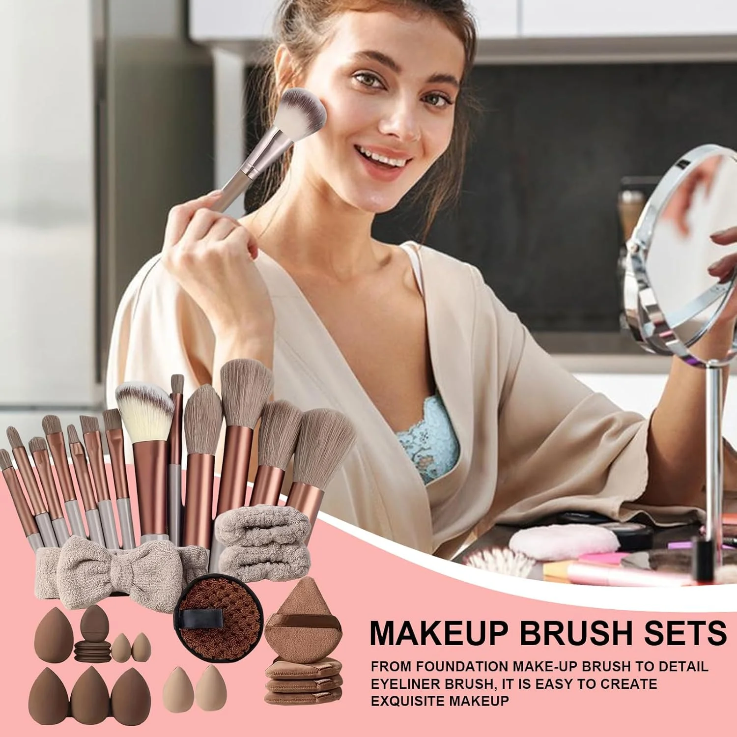 ست برس آرایشی، مجموعه برس آرایشی مسافرتی، ست ابزار آرایشی نرم حرفه ای برای زنان دختران هنرمندان خانواده دوستان همسر دوست دختر