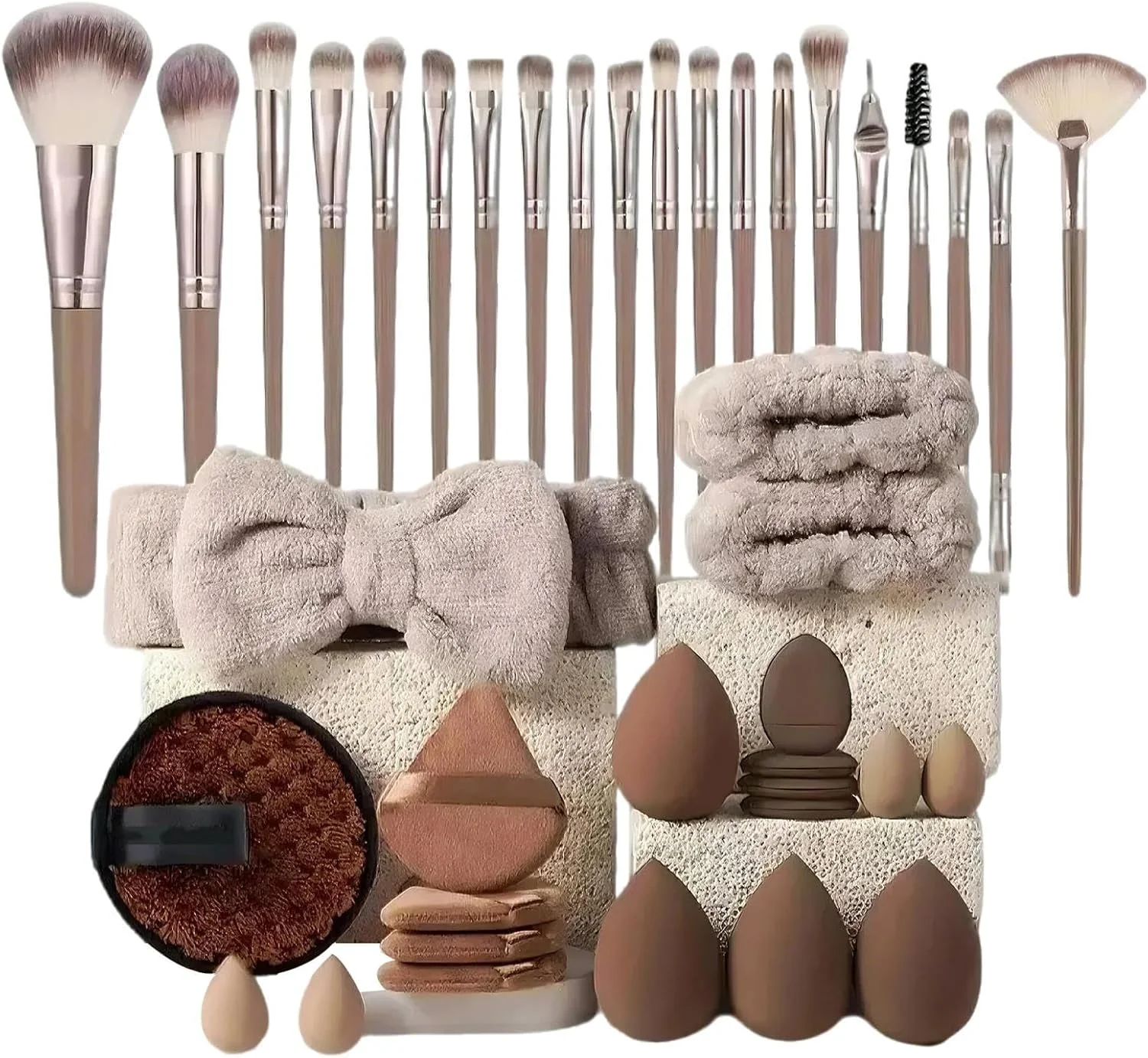 ست ابزار آرایشی، ست برس آرایشی برای زنان | کیت زیبایی حرفه ای برای کانتورینگ فونداسیون سایه چشم آرایش زنان و دختران