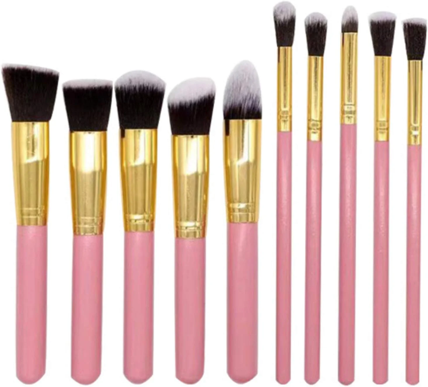 ست ابزار آرایشی 10 تکه شامل برس آرایشی/ برس سایه چشم/ ابزار آرایشی