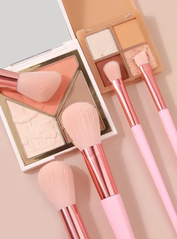 ست برس آرایشی به همراه اسفنج آرایشی، برس شستشوی صورت، برس های آرایشی، ابزار آرایش، کیف