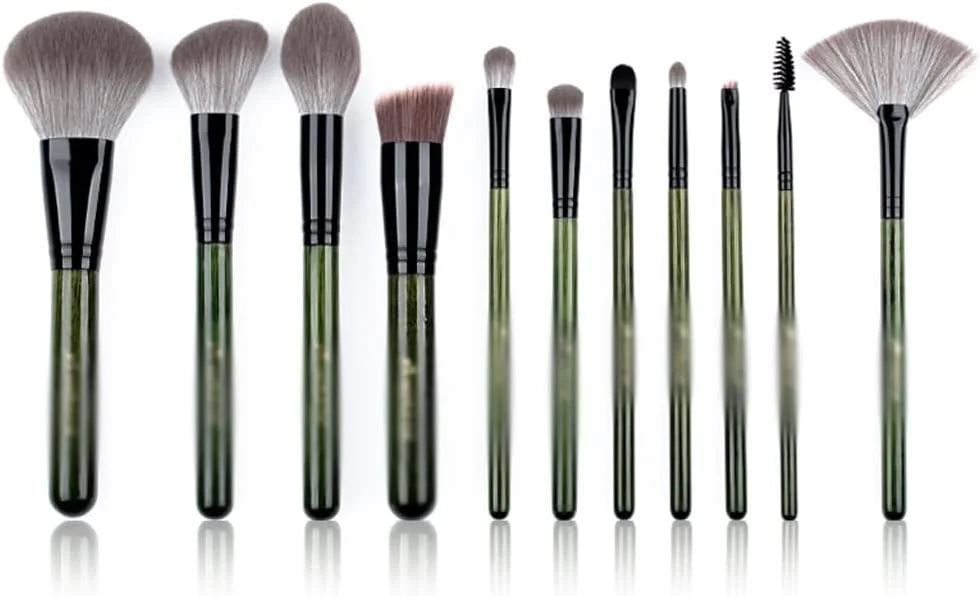 ست برس آرایشی حرفه ای، ابزار برس موی مصنوعی، برس های آرایشی فونداسیون، پودر، کانتور و سایه چشم