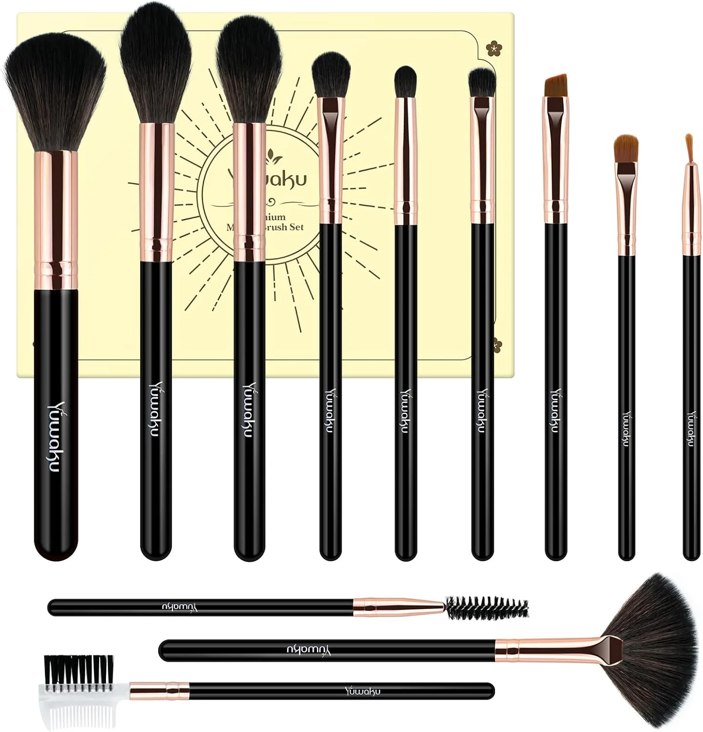 ست برس آرایشی حرفه ای شامل مجموعه ای از برس های سایه چشم، کرم پودر، کانسیلر، مژه و رژگونه، 12 تکه - دنیای آرایش واقعا در دستان شماست.