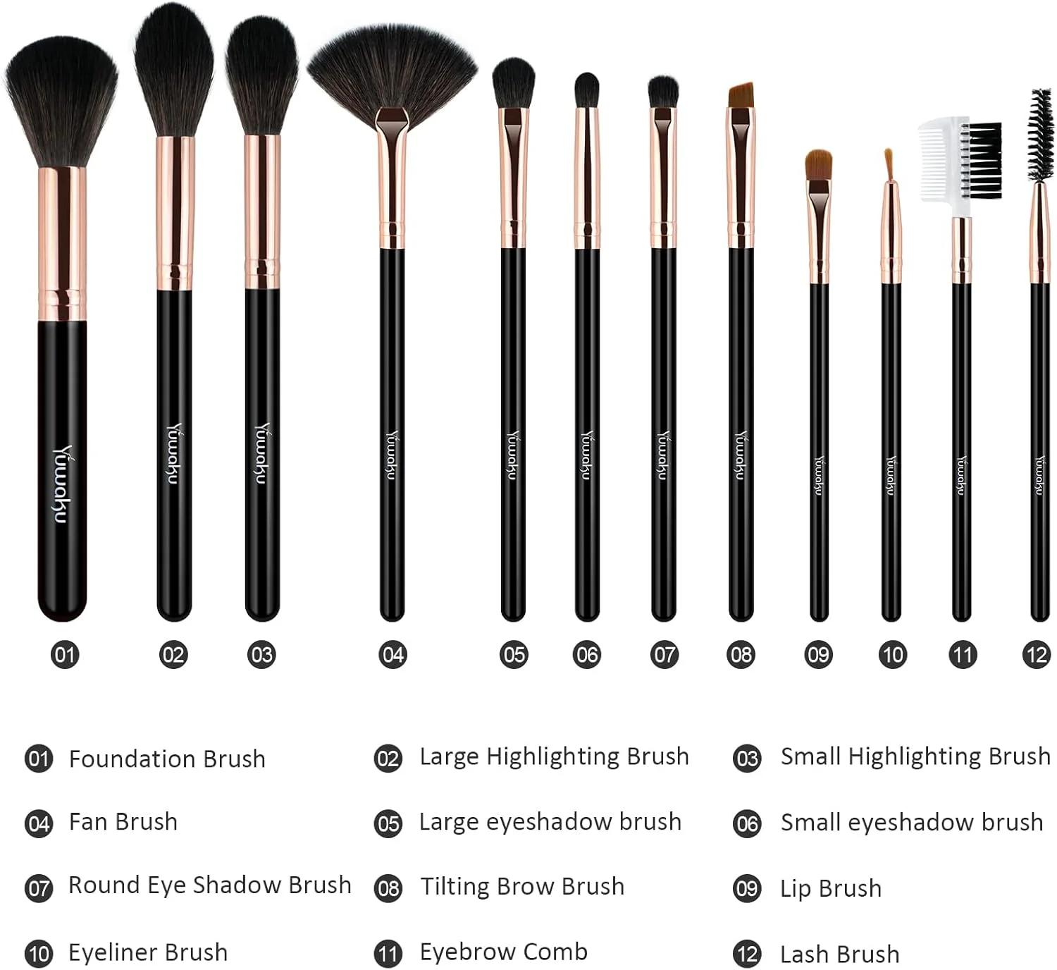 ست برس آرایشی حرفه ای شامل مجموعه ای از برس های سایه چشم، کرم پودر، کانسیلر، مژه و رژگونه، 12 تکه - دنیای آرایش واقعا در دستان شماست.