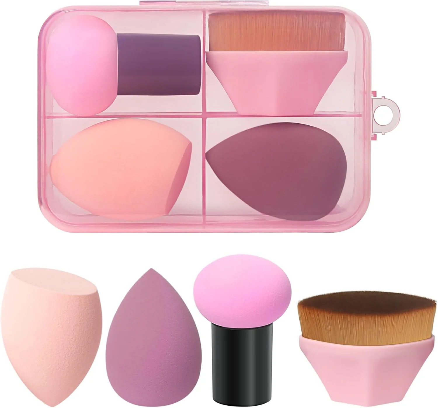 ست برس آرایشی - 4 تکه کابوکی، رژگونه و کانسیلر (صورتی) ست برس آرایشی - 4 تکه کابوکی، رژگونه و کانسیلر (صورتی)