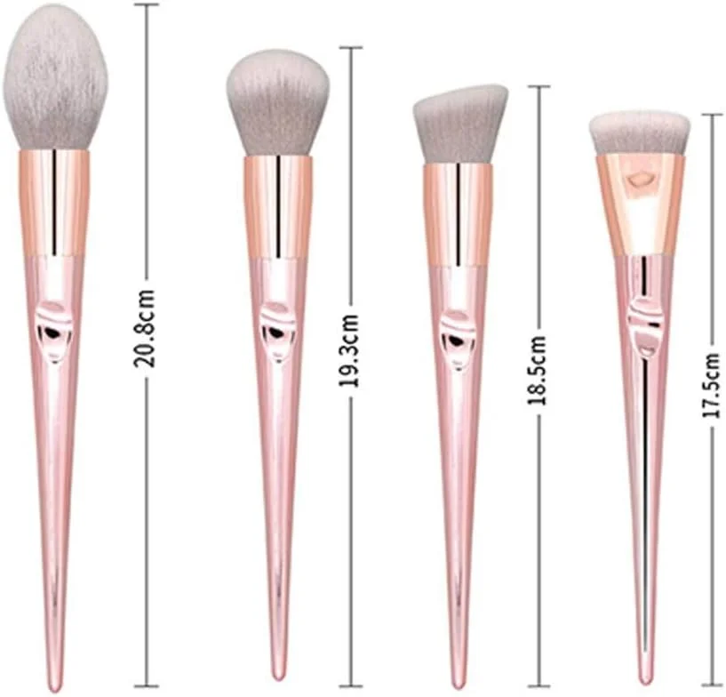 ست برس آرایشی ریل تکنیک هامکاو ۱۰ تکه، شامل برس های صورت، رژگونه، سایه چشم، کرم پودر، کانسیلر، برس های آرایشی صورتی مناسب سفر برای مبتدیان (رزگلد)