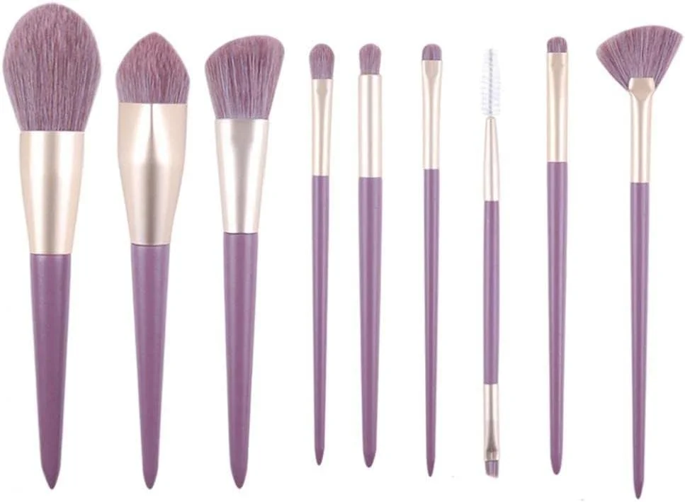 ست برس آرایشی بنفش حرفه ای، ست برس های ترکیبی، 9 عدد، مدل 1، ابزار مانیکور