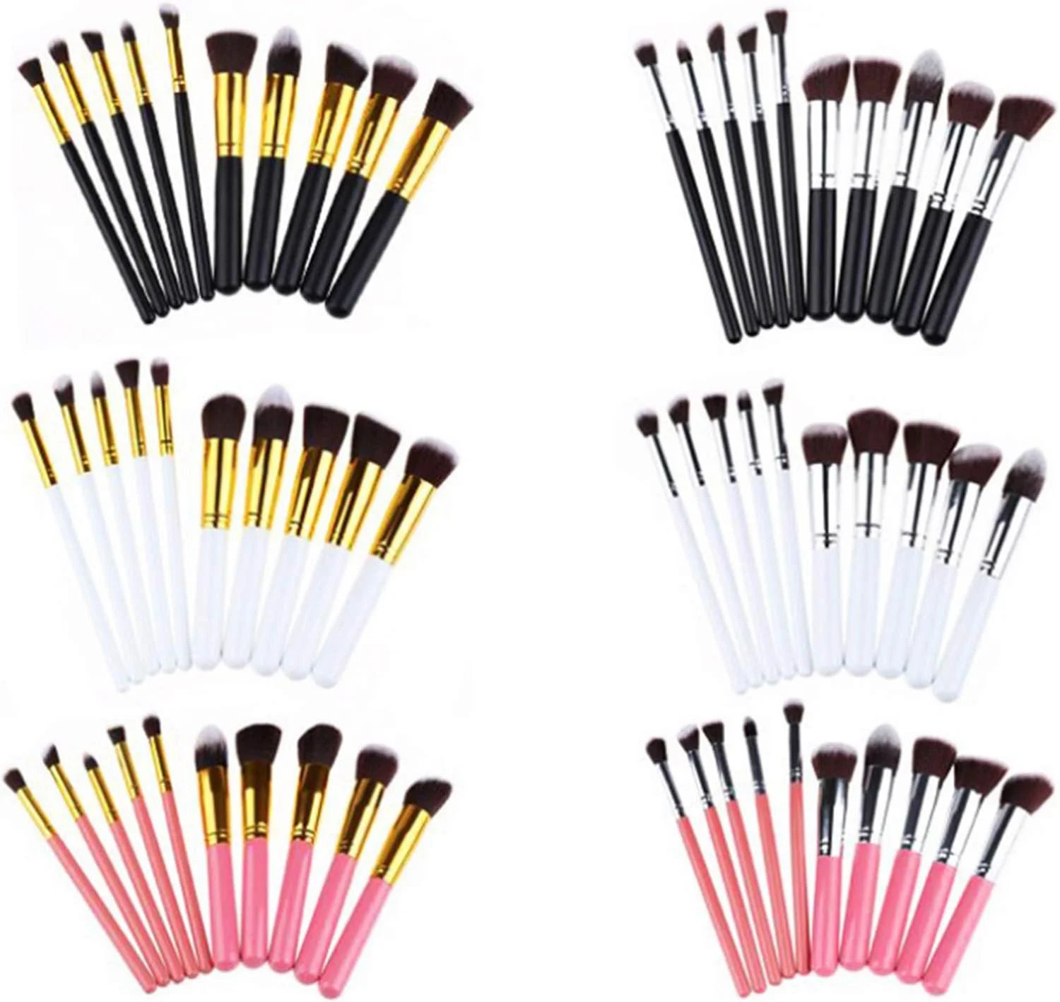 ست برس آرایشی ایرووامی، 10 عدد برس آرایشی شامل 5 برس بزرگ و 5 برس کوچک با موهای فیبری، کیت ابزار زیباسازی آرایشی