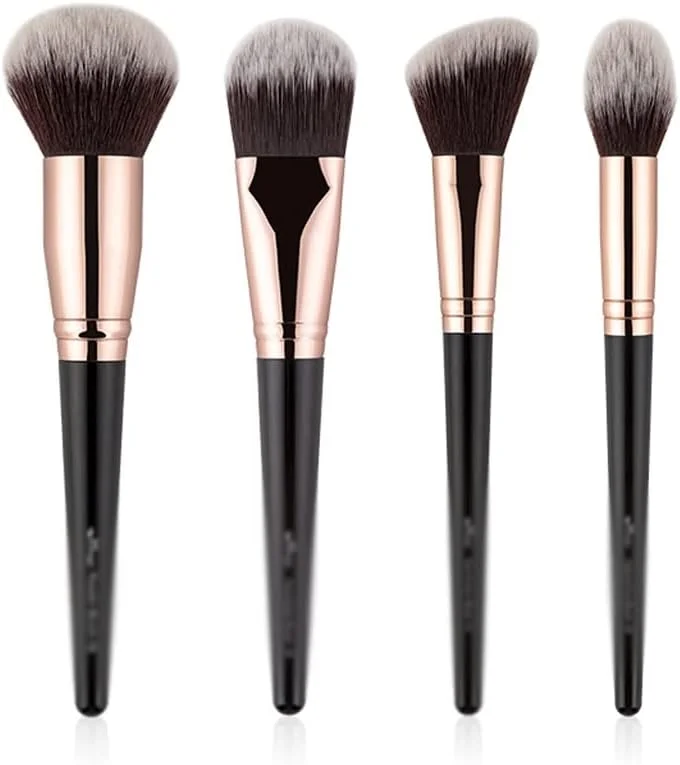 ست برس آرایشی شامل برس هایلایتر، کرم پودر، کانتور و رژگونه با موهای نرم - ابزار آرایشی