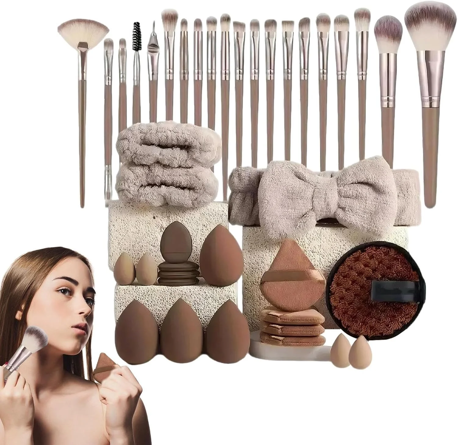 ست برس و ابزار آرایشی حرفه ای - اپلیکاتور کانتور لوازم آرایشی حرفه ای برای سایه چشم و زیرسازی مناسب استفاده روزانه دخترانه