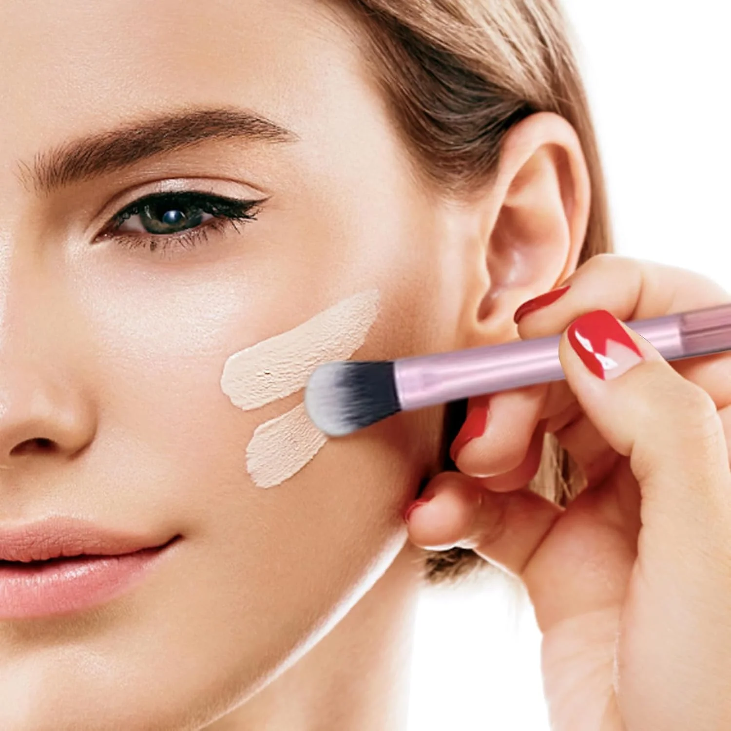 ست برس آرایشی | برس های آرایشی نرم - ابزارهای آرایشی دسته کوتاه ارگونومیک نرم برای زنان و دختران، مناسب رژگونه، پودر و سایه چشم