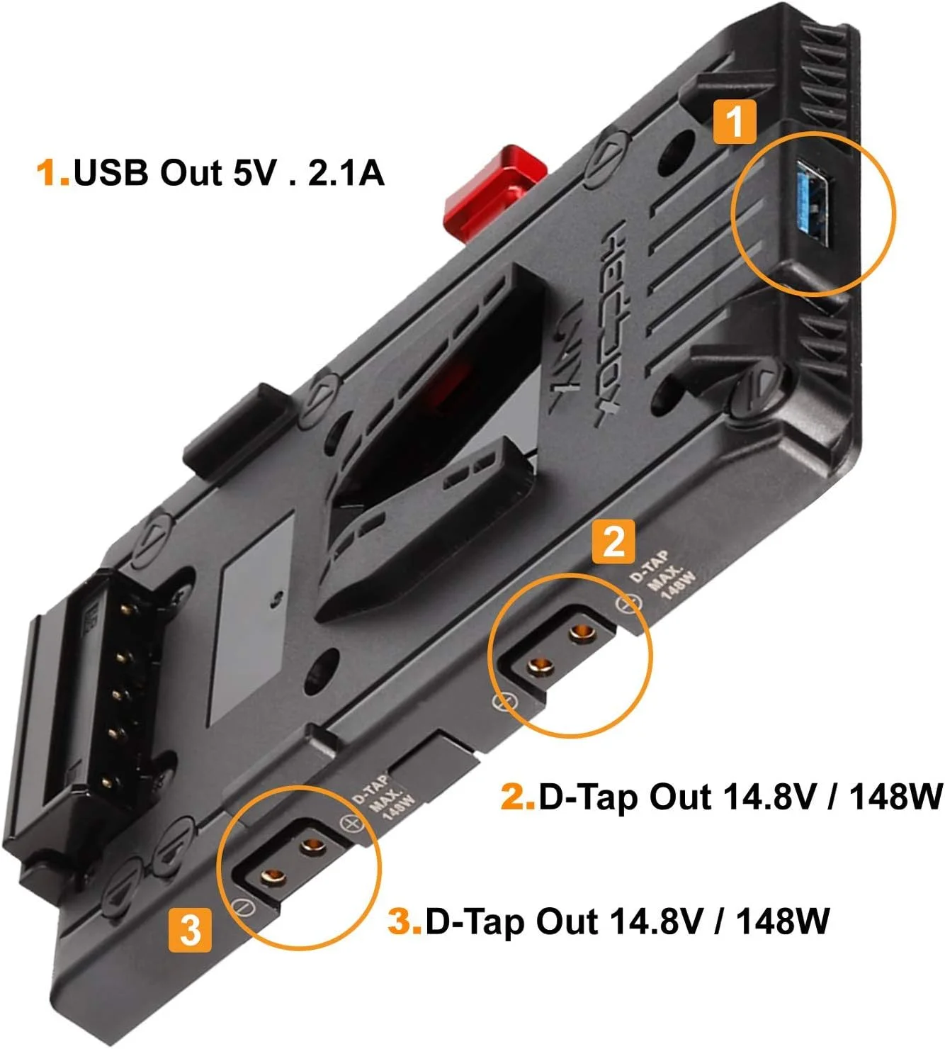 صفحه آداپتور باتری مانت V مدل HEDBOX UNIX-4X، با 3 خروجی D-Tap 14.4V/10A و USB 5V/2.1A، کابل 15 اینچی/40 سانتی متری با کانکتور 4 پین XLR (4-Pin XLR) صفحه آداپتور باتری مانت V مدل HEDBOX UNIX-4X، با 3 خروجی D-Tap 14.4V/10A و USB 5V/2.1A، کابل 15 اینچی/40 سانتی متری با کانکتور 4 پین XLR (4-Pin XLR)