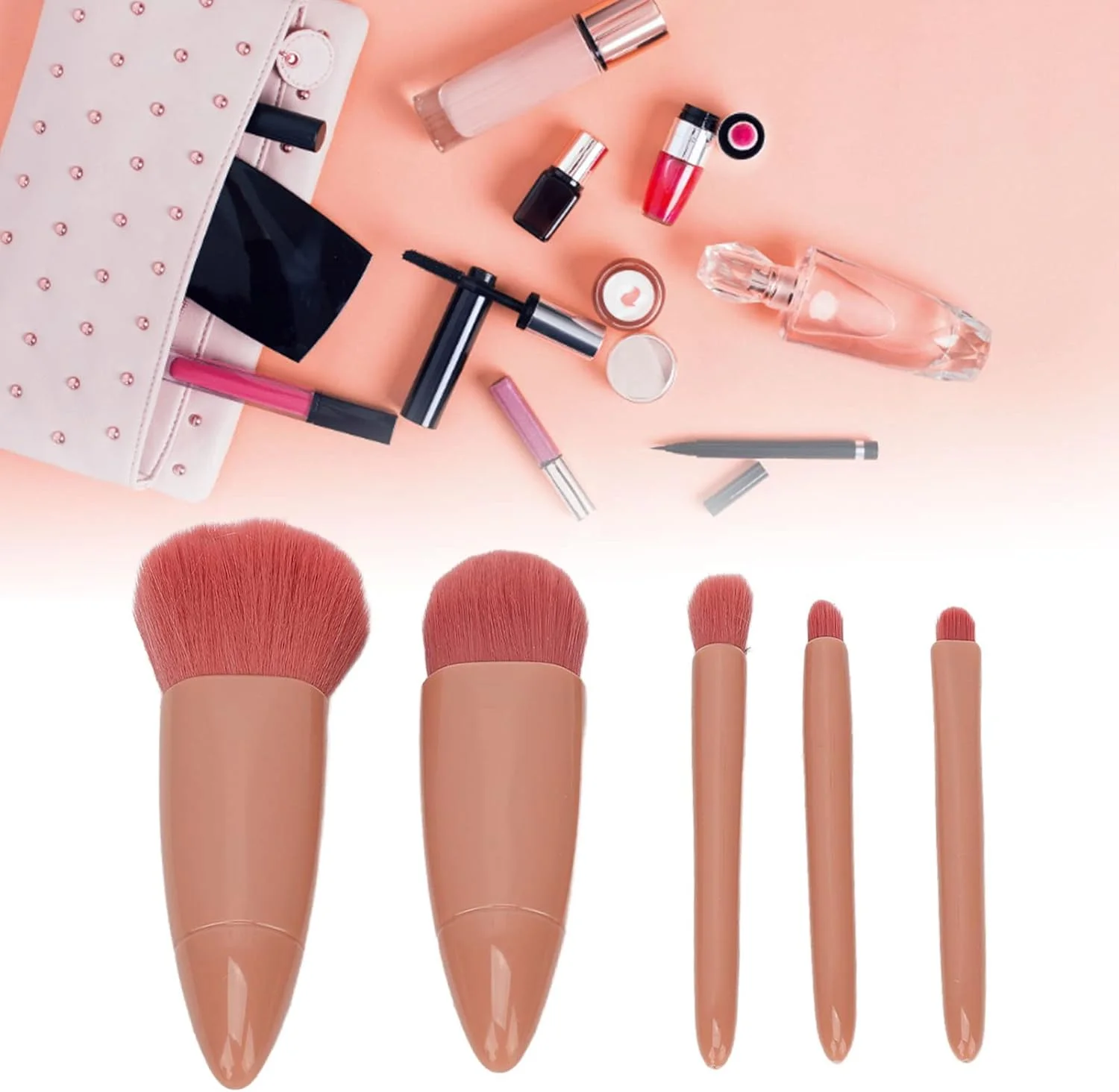 ست برس آرایشی کامل با آینه و جعبه نگهداری مناسب برای استفاده روزانه