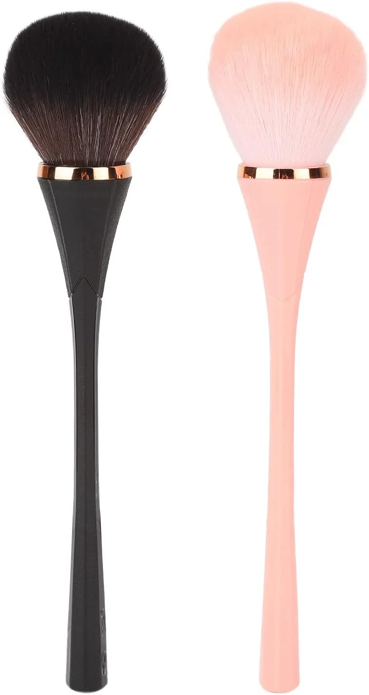 براش آرایشی، 2 عدد براش پودر معدنی، ست براش رژگونه پودر نرم و کرکی برای ترکیب کردن، ابزار آرایشی هنرمند آرایش (صورتی، مشکی)