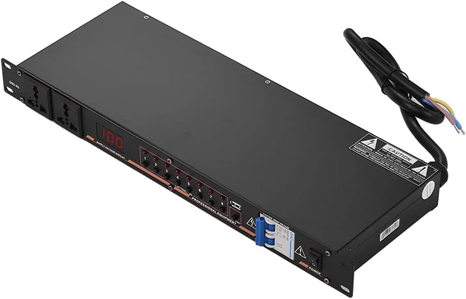 کنترلر توالی برق رک مونت 10 خروجی Morelian DB2-02، محافظ برق، تنظیم کننده منبع تغذیه با نمایشگر LED و رابط USB برای تجهیزات DJ، سیستم های صوتی و ضبط