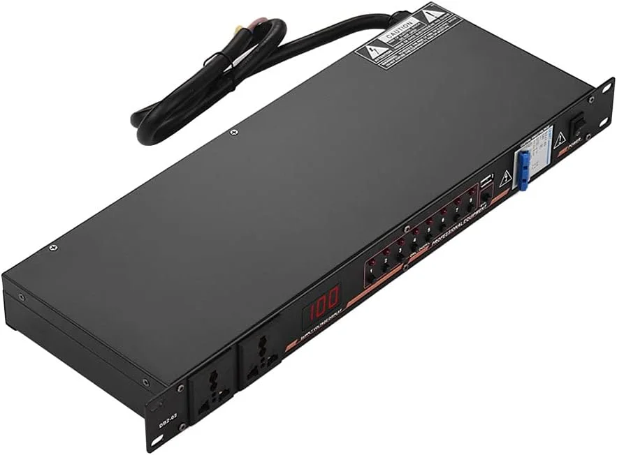 کنترلر توالی برق رک مونت 10 خروجی Morelian DB2-02، محافظ برق، تنظیم کننده منبع تغذیه با نمایشگر LED و رابط USB برای تجهیزات DJ، سیستم های صوتی و ضبط کنترلر توالی برق رک مونت 10 خروجی Morelian DB2-02، محافظ برق، تنظیم کننده منبع تغذیه با نمایشگر LED و رابط USB برای تجهیزات DJ، سیستم های صوتی و ضبط